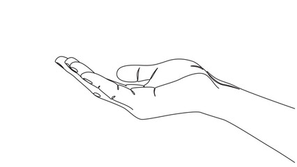 Simple line drawing of a hand in a receiving gesture, minimal design
