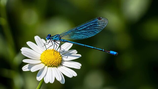 blue dragonfly on a flower