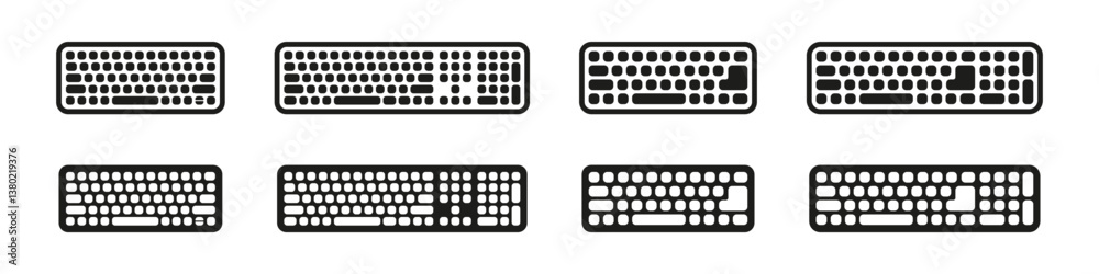 Wall mural keyboard icons collection. computer input device symbols