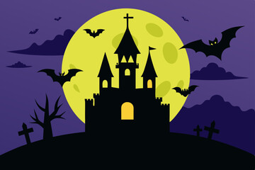 halloween background with haunted house