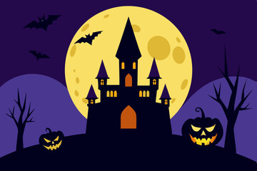 halloween background with haunted house