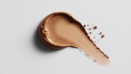 Naklejka premium The smooth beige foundation blends seamlessly, creating an ideal makeup smear for beauty and cosmetics concepts. Close-up