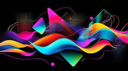 A colorful wave with triangles and squares