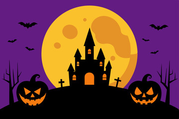 halloween background with haunted house