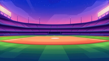 Vibrant baseball field under starry twilight sky