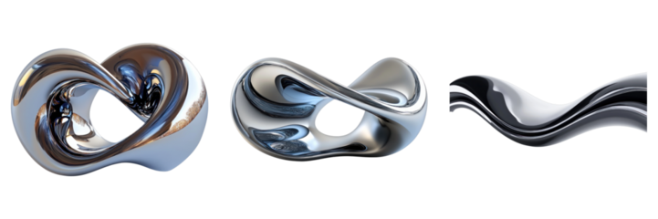 Reflective curves isolated on transparent background. PNG ,Set of