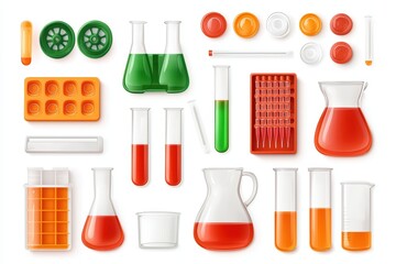 Colorful laboratory equipment and tools for science