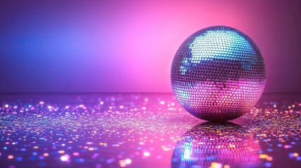 Classic Disco Ball in a Celebration Setting, Creating a High-Energy Party or Club Atmosphere with Lights