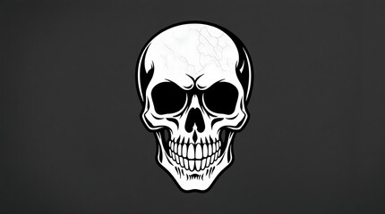 Obraz premium Intricate Black and White Skull Illustration on Textured Dark Backdrop