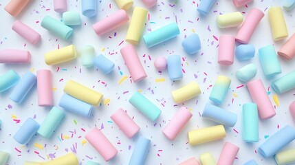 Pastel Marshmallow Confectionery Pattern on White