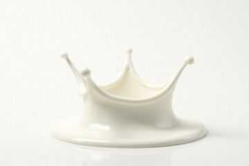 White background, milk splash crown, creamy texture, detail, crown