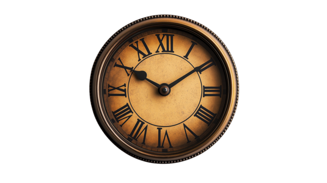 vintage clock isolated on white background , transparent png 