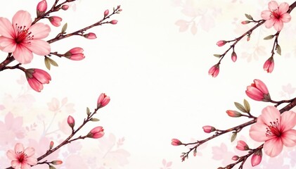 Naklejka premium Delicate watercolor floral pattern, soft pastel blooms and branches , pattern, floral, repeating