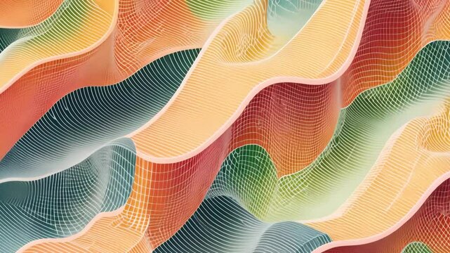 A seamless grid of isometric shapes designed with wavy contour-style detailing.