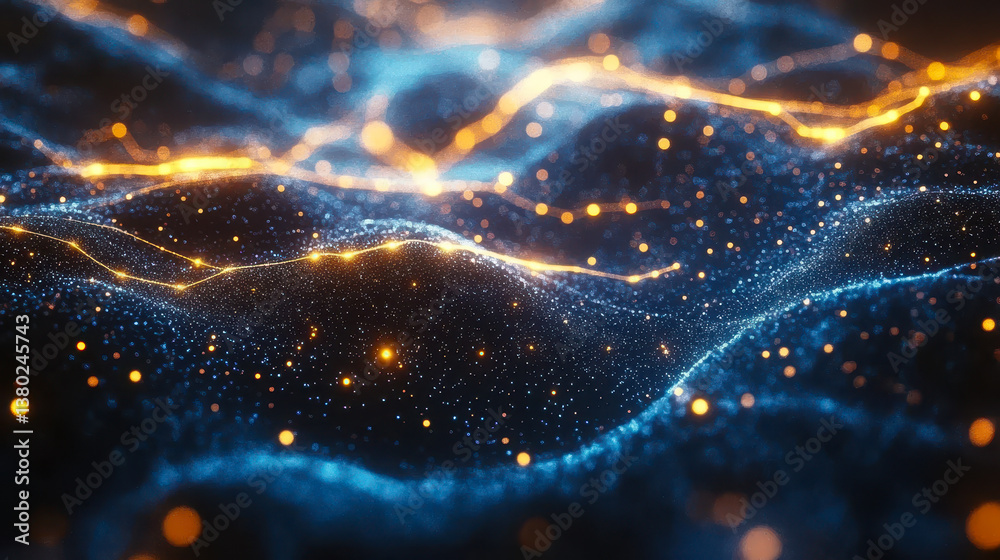 Poster dynamic abstract neural network ai background with glowing digital connections