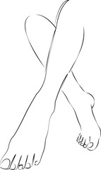 One continuous line art drawing flat illustration woman, beauty, smooth, leg, person, adult, slim, human leg. Isolated image hand draw outline on white background