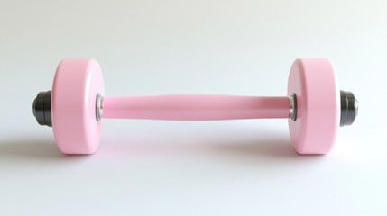 Obraz premium Pink dumbbell on plain white background