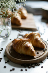 beautiful photos of croissants with flowers