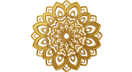 Golden Mandala Design Element Ornamental Round Shape on White Background