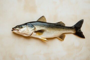 Obraz premium A Fish Displayed On A Light Beige Textured Background
