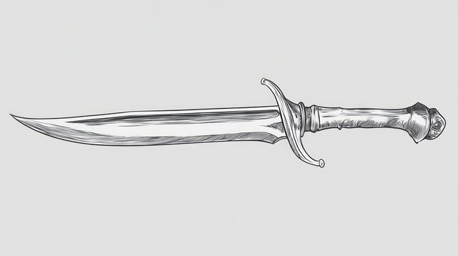 Hand-drawn fantasy dagger illustration on gray
