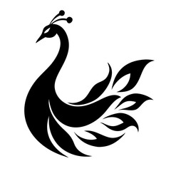 Obraz premium Peacock silhouette isolated on a white background.