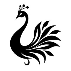 Peacock silhouette isolated on a white background.