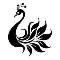 Peacock silhouette isolated on a white background.