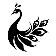 Peacock silhouette isolated on a white background.