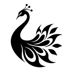 Fototapeta premium Peacock silhouette isolated on a white background.
