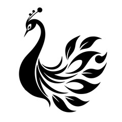 Obraz premium Peacock silhouette isolated on a white background.