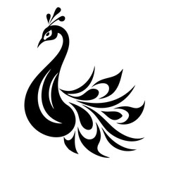 Peacock silhouette isolated on a white background.