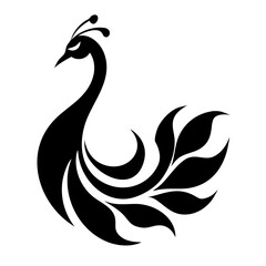 Peacock silhouette isolated on a white background.