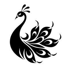 Fototapeta premium Peacock silhouette isolated on a white background.