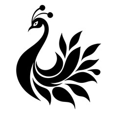 Peacock silhouette isolated on a white background.