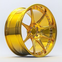 Gold Forged Wheel on Light Background