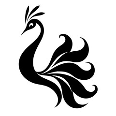 Peacock silhouette isolated on a white background.