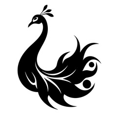 Peacock silhouette isolated on a white background.