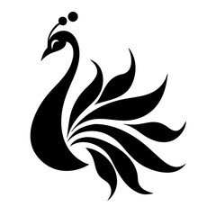 Peacock silhouette isolated on a white background.