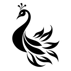 Fototapeta premium Peacock silhouette isolated on a white background.