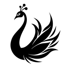 Peacock silhouette isolated on a white background.