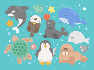 水族館  海の生き物   種類  イラストセット © ayano