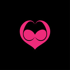 Heart Shape Combined with Bra Icon Logo