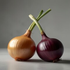 A Photograph of Onions on a White Background.