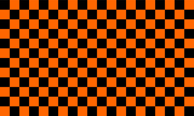 orange and black checkered tablecloth, yellow square block pattern checkerboard style, replete image design for fabric printing