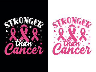 stronger than cancer pink ribbon graphic design for awareness and support