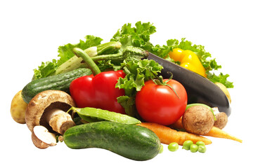 Fresh vegetables isolated on white background