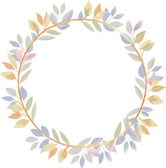 Obraz premium Pastel Floral Wreath Frame, Elegant Botanical Design, Wedding Invitation