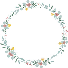 Obraz premium Elegant Floral Wreath Pastel Flowers, Greenery, Spring Design