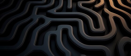 An abstract background with intricate maze like patterns in black and white . Stark labyrinthine design.